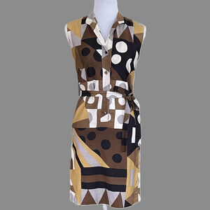 Tori Richard Honolulu Geometric V Neck Dress Small